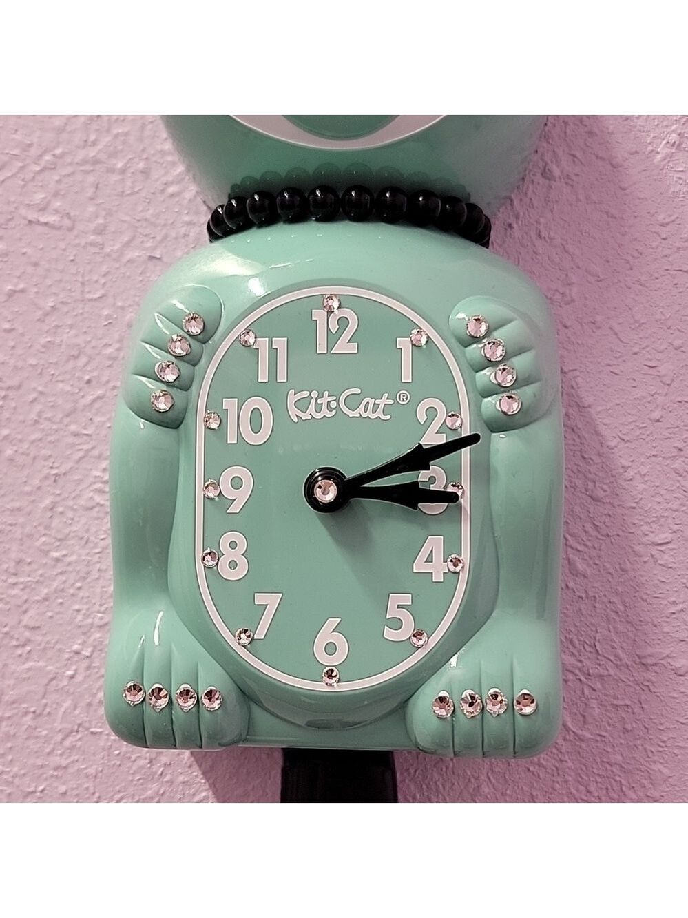 CUSTOM Jeweled Ocean Waves Lady Kit-Cat Klock clock - Picture 4 of 5